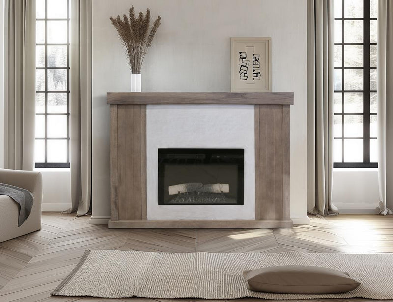 Natural Parota Fireplace Console - front view