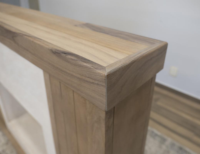 Natural Parota Fireplace Console - mantel detail
