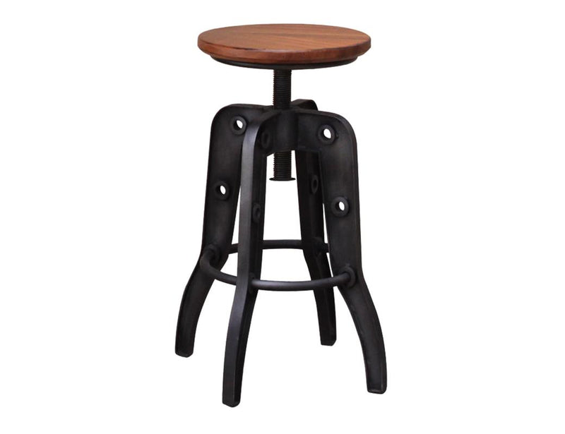 Parota Adjustable Stool - iron base, parota seat