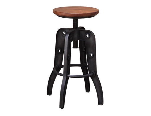 Parota Adjustable Stool - iron base, parota seat