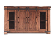 Parota Doored TV Stand - mesh and barn doors