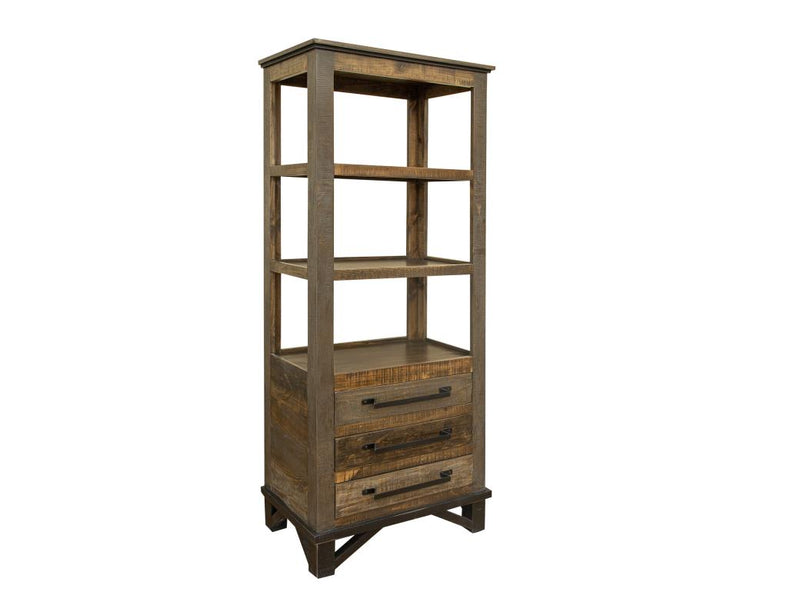 Loft Brown Pier - reclaimed-look pine, three drawers, open shelves