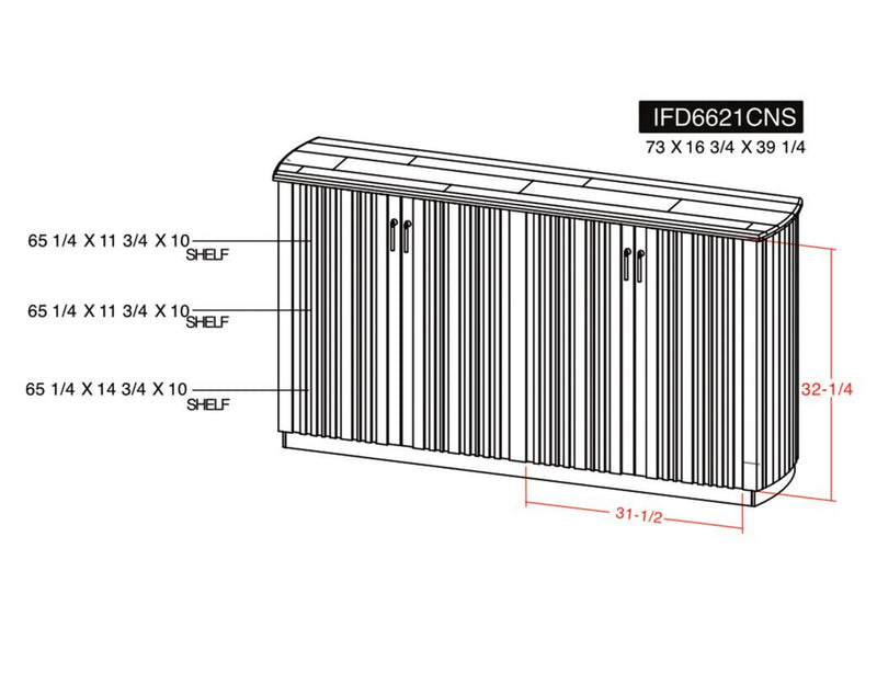 Mezquite 4 Door Console dimension diagram