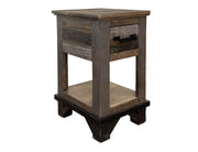 Loft Brown Chairside Table - reclaimed-look pine