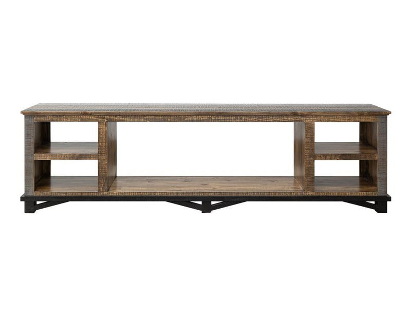 Loft Brown 92" TV Console - open-shelf fireplace-ready cabinet