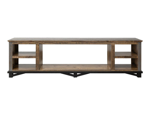 Loft Brown 92" TV Console - open-shelf fireplace-ready cabinet