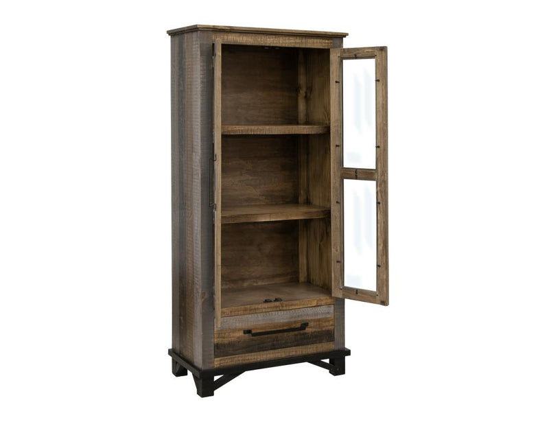 Loft Brown Display Cabinet - glass door detail