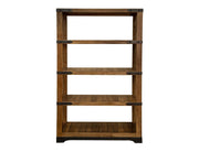 Parota Bookcase - four slatted shelves, iron base