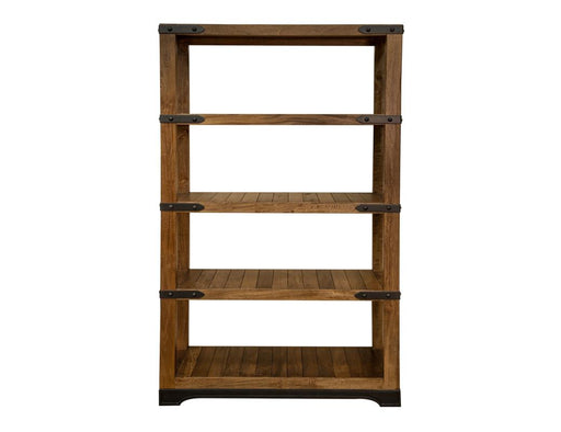 Parota Bookcase - four slatted shelves, iron base