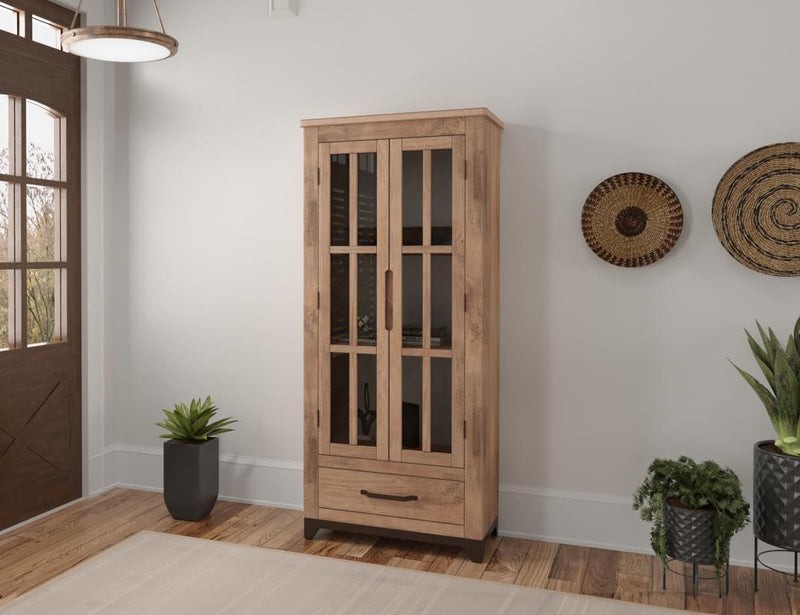 Natural Parota Display Cabinet - shelf detail