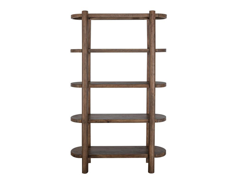 Balam Brown Bookcase, four open shelves, solid mango