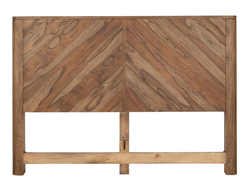 Balam Brown Bed headboard in solid mango with chevron grain