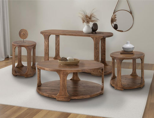 Balam Brown round occasional set room scene