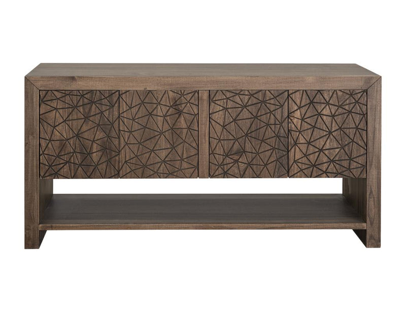 Jaspe Geometric Carved Wood Console – 69” Wide