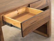 Balam Brown Desk open shelving detail