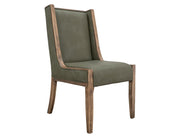 Balam Brown Upholstered Dining Chair, green fabric