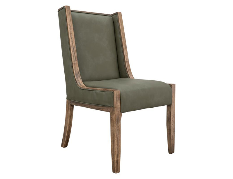 Balam Brown Upholstered Dining Chair, green fabric