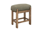 Balam Brown Counter Stool, green fabric