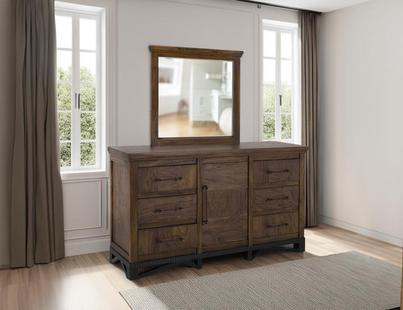 Walnut 6 Drawer Dresser - Barewood