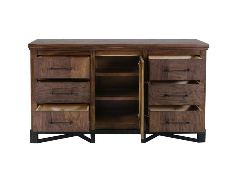 Walnut 6 Drawer Dresser - Barewood