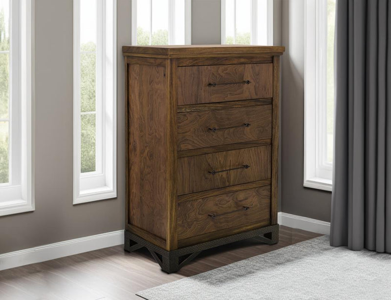 Walnut 4 Drawer Chest - Barewood