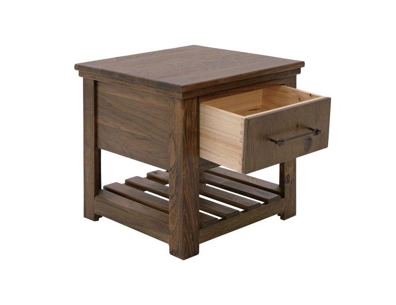 Walnut Storage End Table - Barewood