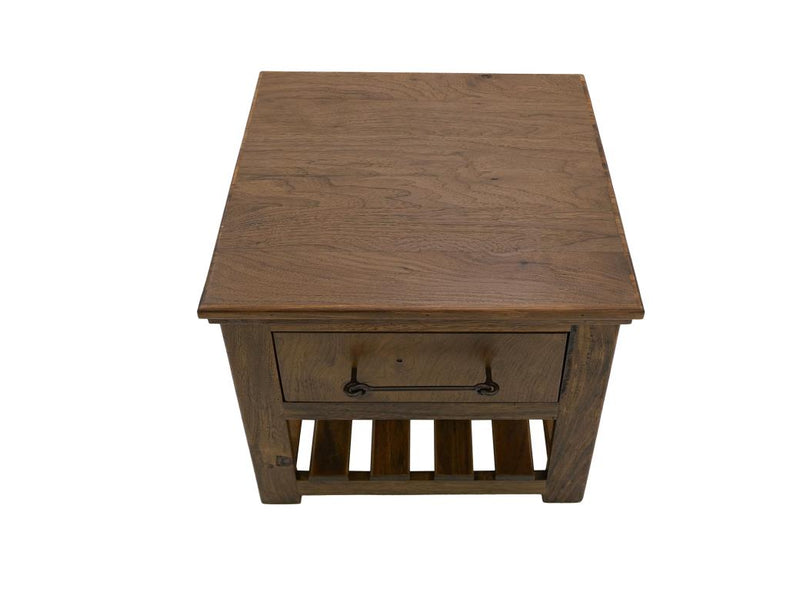 Walnut Storage End Table - Barewood
