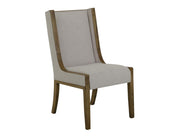 Balam Brown Upholstered Dining Chair, ivory fabric
