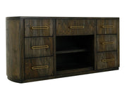 Balam Black 7-drawer console angled view