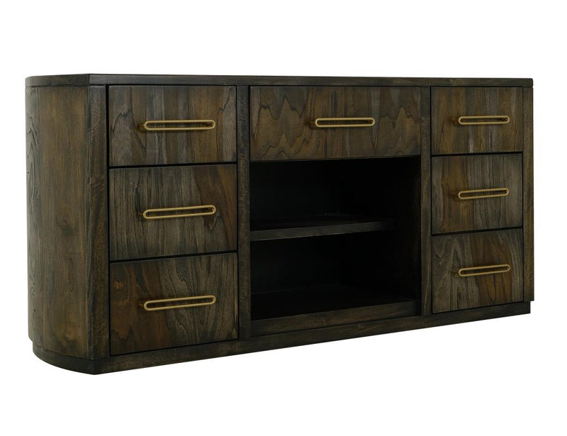 Balam Black 7-drawer console angled view