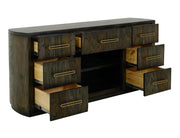 Balam Black 7-drawer console drawers open