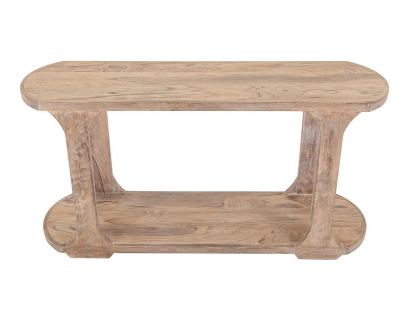 Balam White oval sofa table angled view