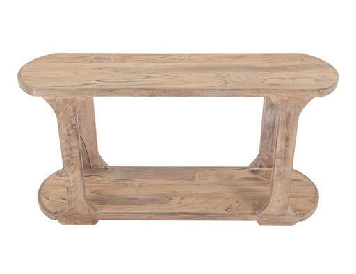 Balam White oval sofa table angled view
