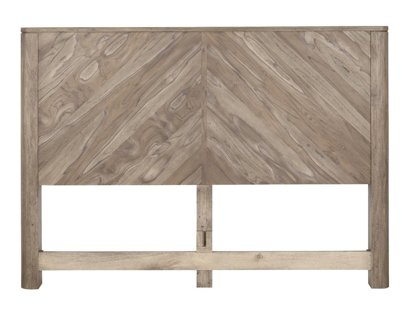 Balam White Bed headboard in solid mango with chevron grain