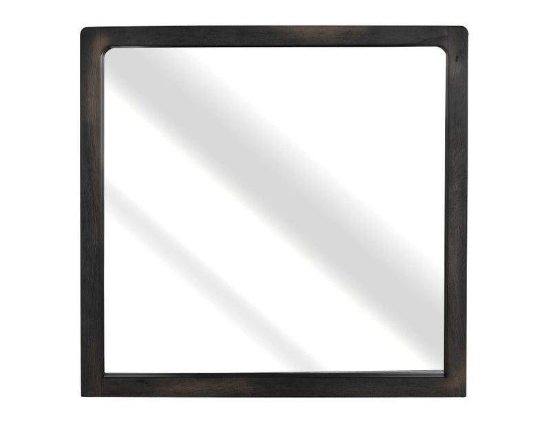 Balam Black Mirror, rectangular solid mango frame in bold black