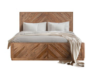 Balam Brown Bed — fully made-up queen bed in solid mango wood