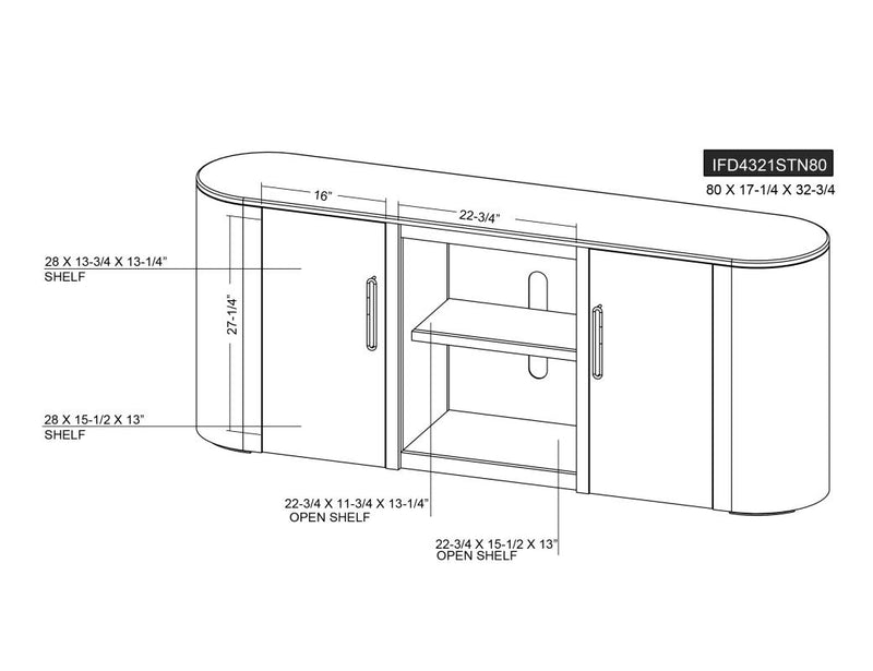Balam 80" TV Stand dimension drawing