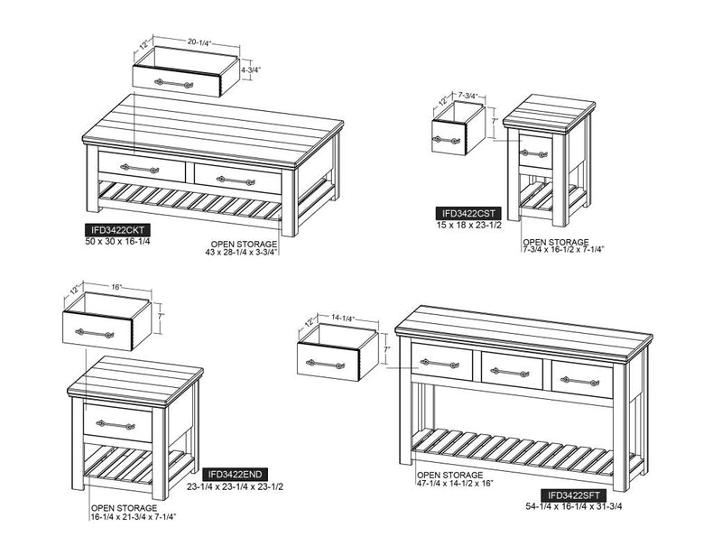 Walnut Storage Cocktail Table dimensions - Barewood