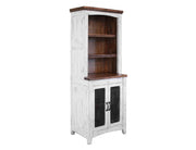 Pueblo White Pier - distressed white pine, brown top, two iron mesh doors, fixed shelves