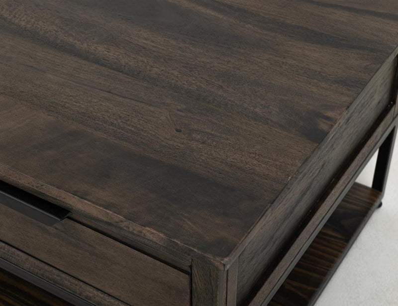 Dark Mita Cocktail Table lower shelf detail