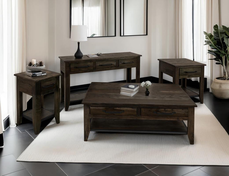 Dark Teak Chairside Table - Barewood