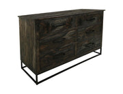 Dark Teak 6 Drawer Dresser - Barewood