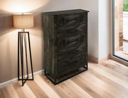 Dark Teak 5 Drawer Chest - Barewood