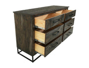 Dark Teak 6 Drawer Dresser - Barewood
