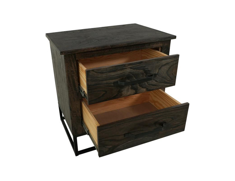 Dark Teak 2 Drawer Nightstand - Barewood