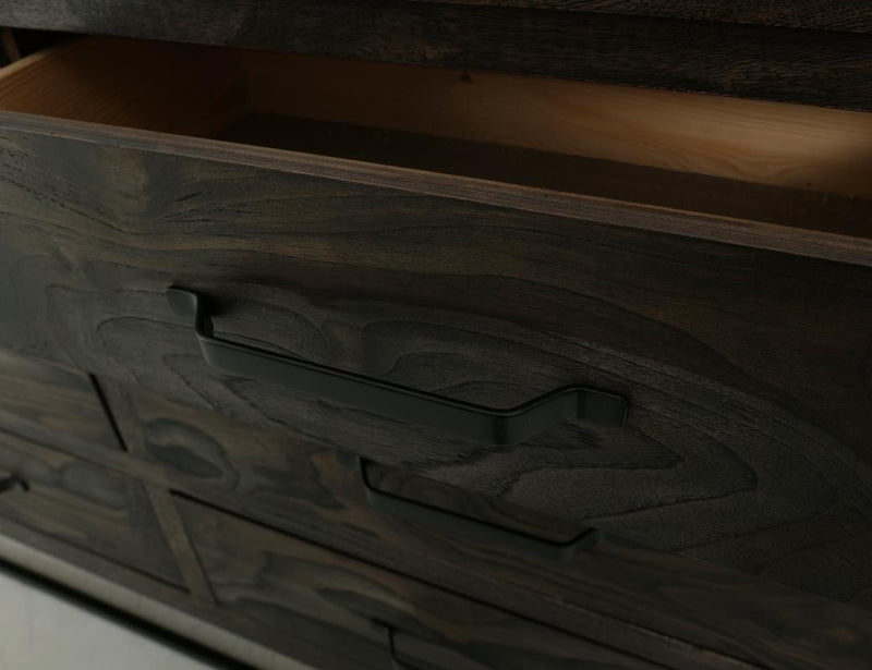 Dark Teak 6 Drawer Dresser - Barewood