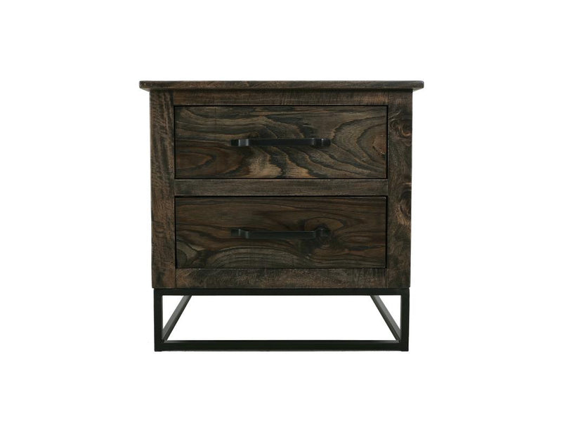 Dark Teak 2 Drawer Nightstand - Barewood