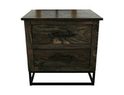 Dark Teak 2 Drawer Nightstand - Barewood