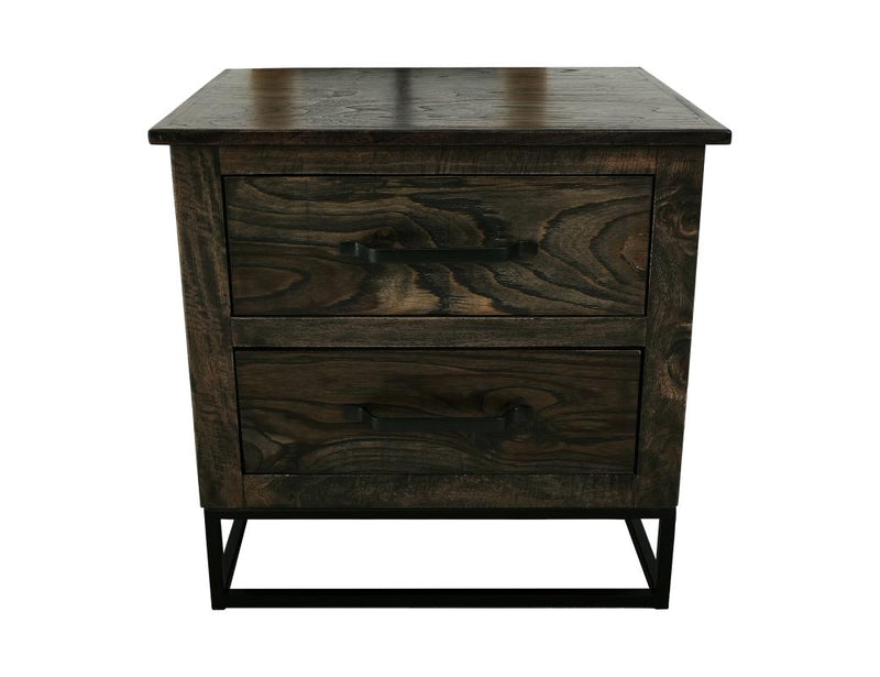 Dark Teak 2 Drawer Nightstand - Barewood