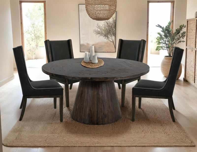 Balam Black round dining table dining room scene